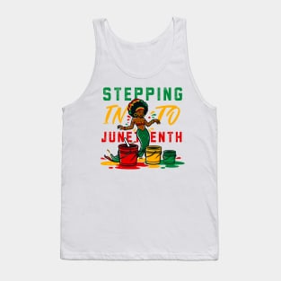 Stepping Into Juneteenth African American Melanin Mermaid Tank Top